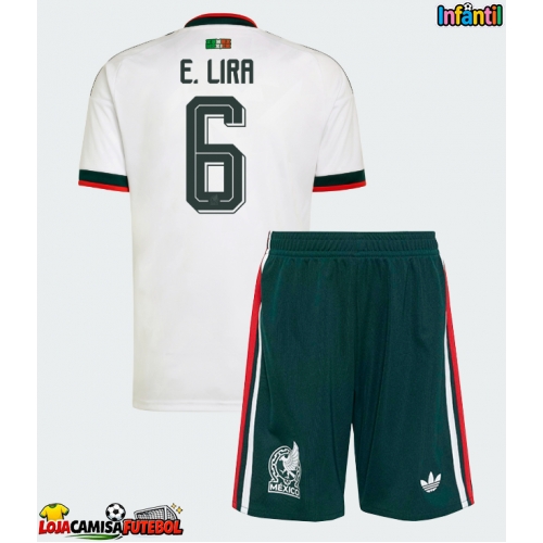 Camisa de Futebol México Erik Lira #6 Equipamento Secundário Infantil Mundo 2026 Manga Curta (+ Calças curtas)